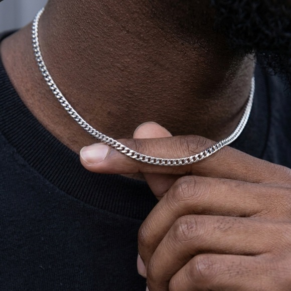 GLD Other - NWOT GLD 3mm 18” Micro Cuban Chain Necklace - White Gold Finish